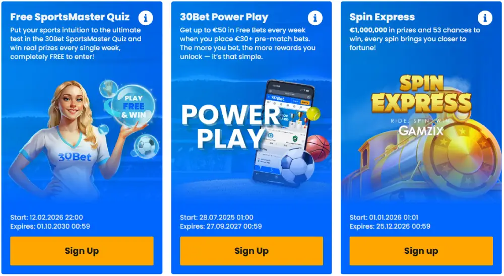Tournaments at 30Bet Casino
