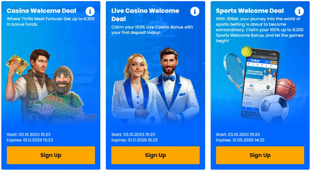 30Bet Casino Welcome offering